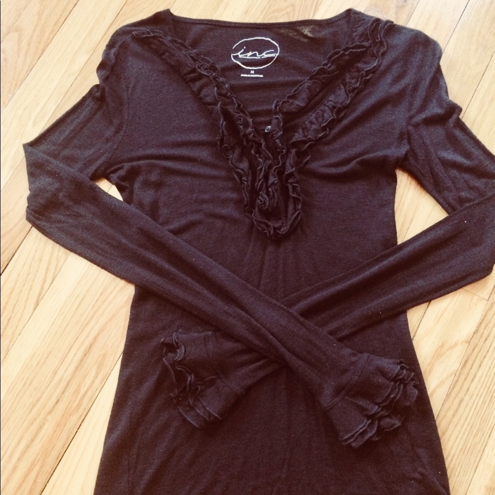 INC International Concepts Espresso Brown Top - M
